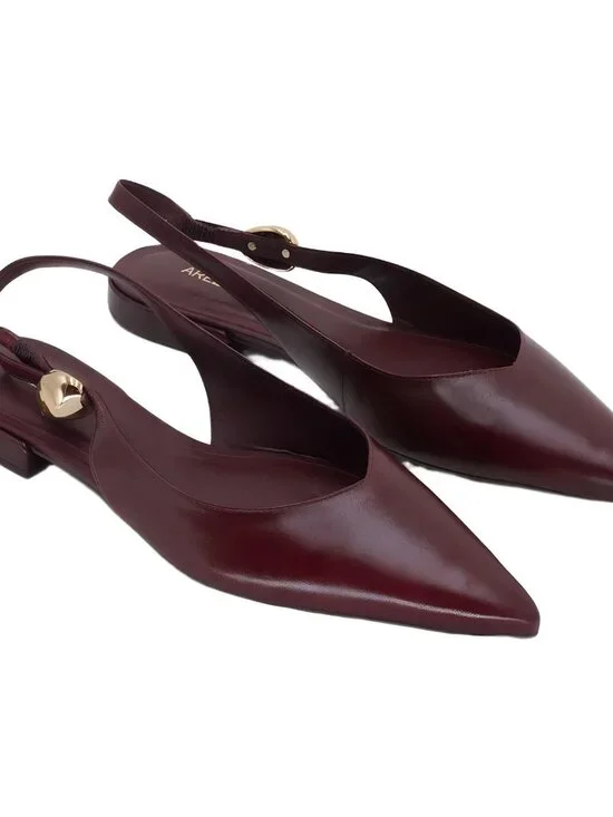 Arezzo Farrah Pointed Toe Slingback Ballet Flats Wine Berry Red 9M - Picture 4 of 6